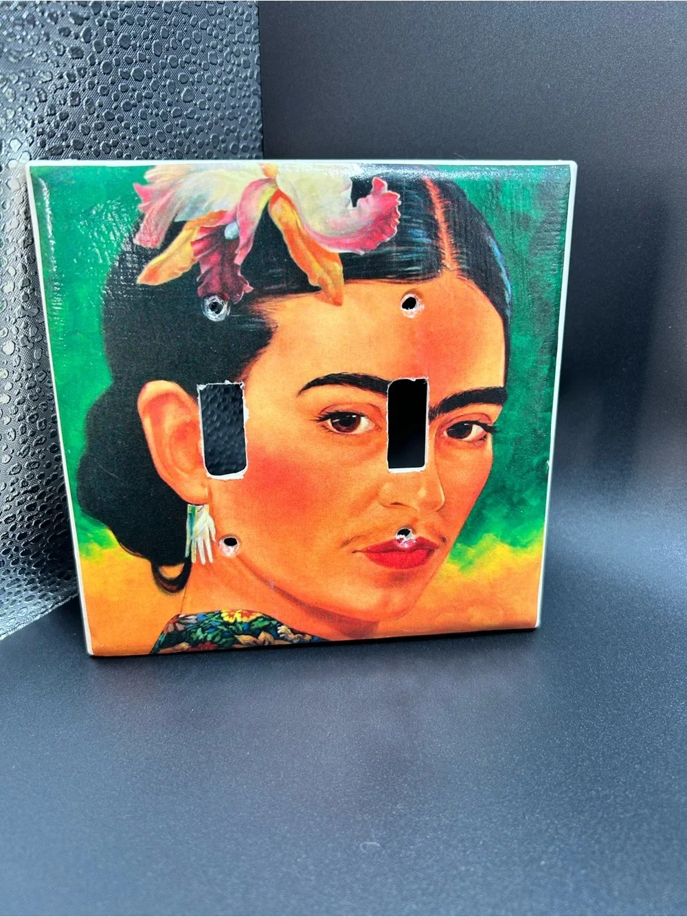 Frida Kahlo Inspired Double Light Switch Cover - Green & Orange